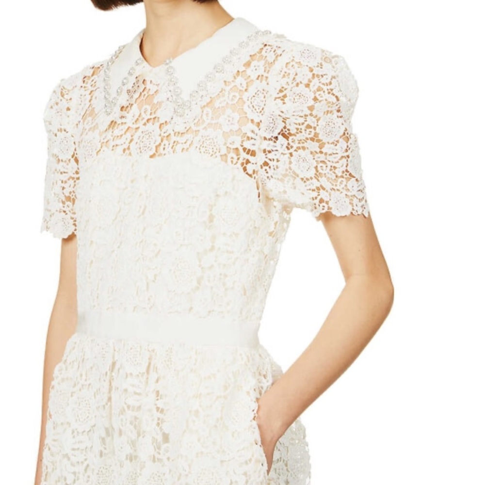 Self-Portrait Ivory Guipure Mini Dress